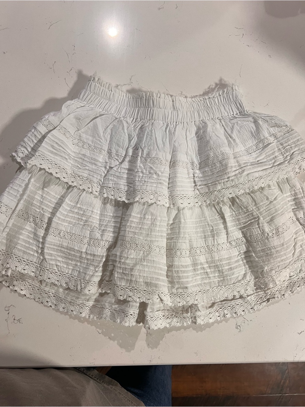 White Tiered Lace Circle Skirt - Women's